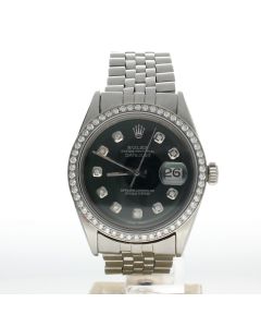 Rolex DateJust 36 Stainless-steel 1601 Green Dial Mens 36-mm Automatic-self-wind Sapphire crystal. Swiss Made Wrist Watch