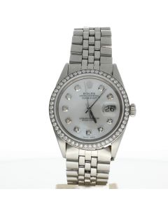 Rolex DateJust 36 Stainless-steel 1603 Mother-of-Pearl Dial Mens 36-mm Automatic-self-wind Sapphire crystal. Swiss Made Wrist Watch