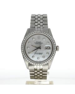 Rolex DateJust 36 Stainless-steel 1601 Mother-of-Pearl Dial Mens 36-mm Automatic-self-wind Sapphire crystal. Swiss Made Wrist Watch