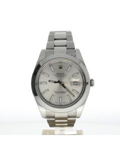 Rolex Date Just II Stainless-steel 116300 Silver Dial Men's 41-mm Automatic self-wind Sapphire crystal. Swiss Made Wristwatch