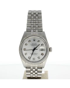 Rolex DateJust 36 Stainless-steel 16030 White Dial Mens 36-mm Automatic self-wind Sapphire crystal. Swiss Made Wrist Watch