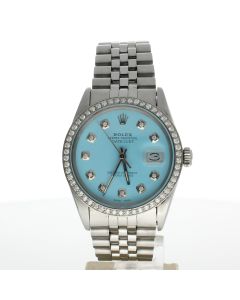 Rolex DateJust 36 Stainless-steel 16030 Blue Dial Mens 36-mm Automatic self-wind Sapphire crystal. Swiss Made Wrist Watch
