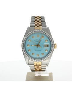 1969 Rolex DateJust 36 Stainless-steel 1601 Blue Dial Mens 36-mm Automatic self-wind Sapphire crystal. Swiss Made Wrist Watch