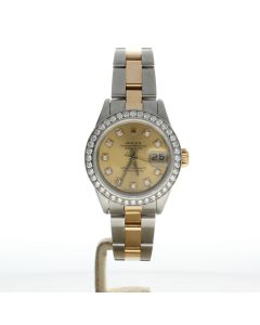 Rolex DateJust 26 Stainless-steel 69173 Champagne Dial Womens 26-mm Automatic self-wind Sapphire crystal. Swiss Made Wrist Watch