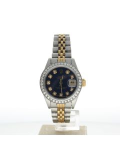 Rolex DateJust 26 Stainless-steel 69173 Blue Dial Womens 26-mm Automatic self-wind Sapphire crystal. Swiss Made Wrist Watch