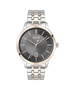 BOSS Officer, Quartz Two Tone Case and Bracelet Casual Watch, Rose Gold and Silver, Men, 1513688