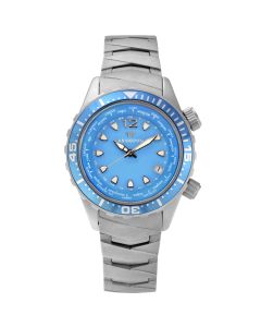 Abingdon Womens Marina Bahama Blue Automatic Diver's Multifunctional Titanium Watch Set MA-BBLU