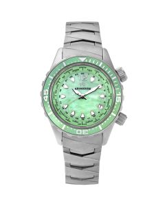 Abingdon Womens Marina Caribbean Green Automatic Diver's Multifunctional Titanium Watch Set MA-CGRE